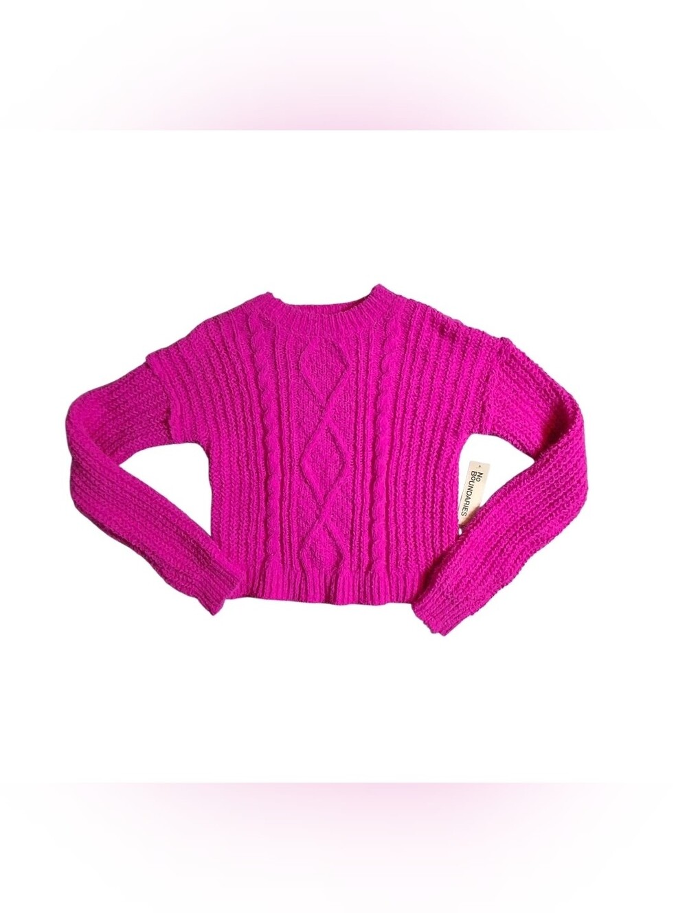 No Boundaries Cable Knit Sweater Women Sz XS (0-2) Pink New